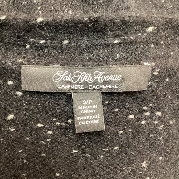 Saks Fifth Avenue Black Speckled Cashmere Cardigan Sweater Womens Small - Picture 7 of 8